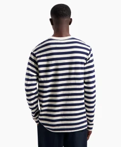 Olaf Hussein T-Shirt Stripe Sans Ls Wit*Heren T-Shirts