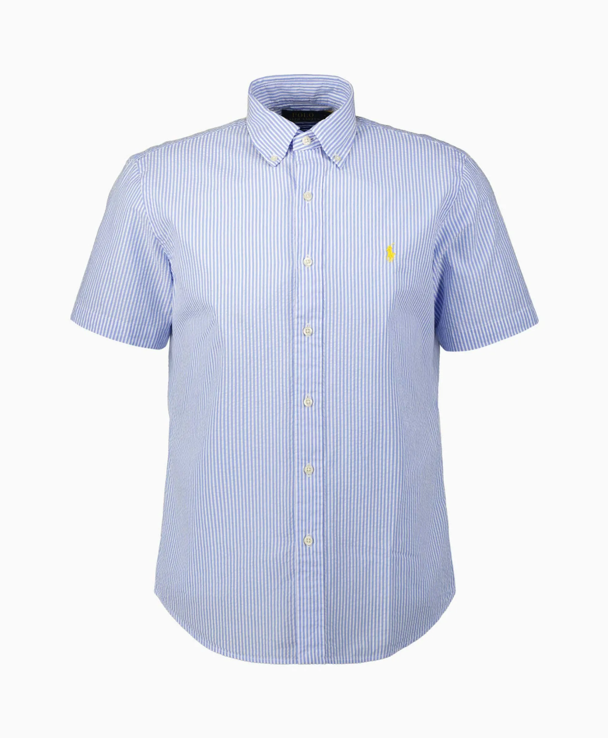 Ralph Lauren Overhemd Seersucker Short Sleeve Licht Blauw*Heren Overhemden