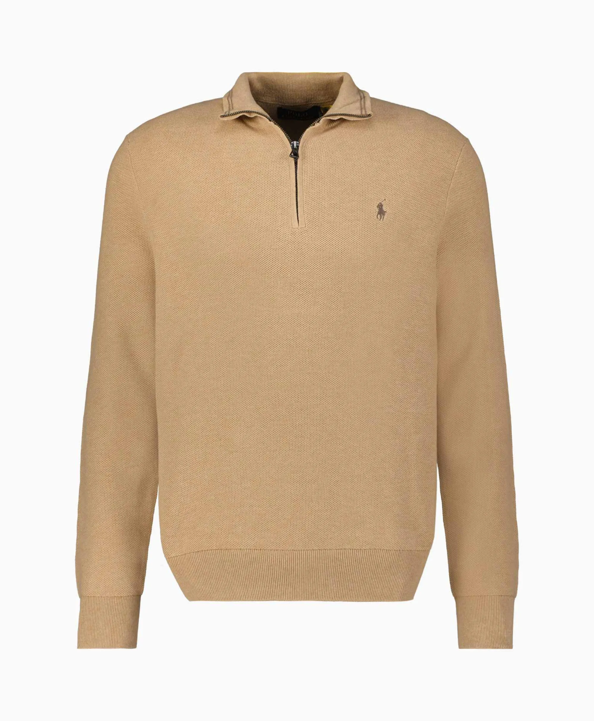 Ralph Lauren Pullover Quarterzip Cotton Beige*Heren Truien