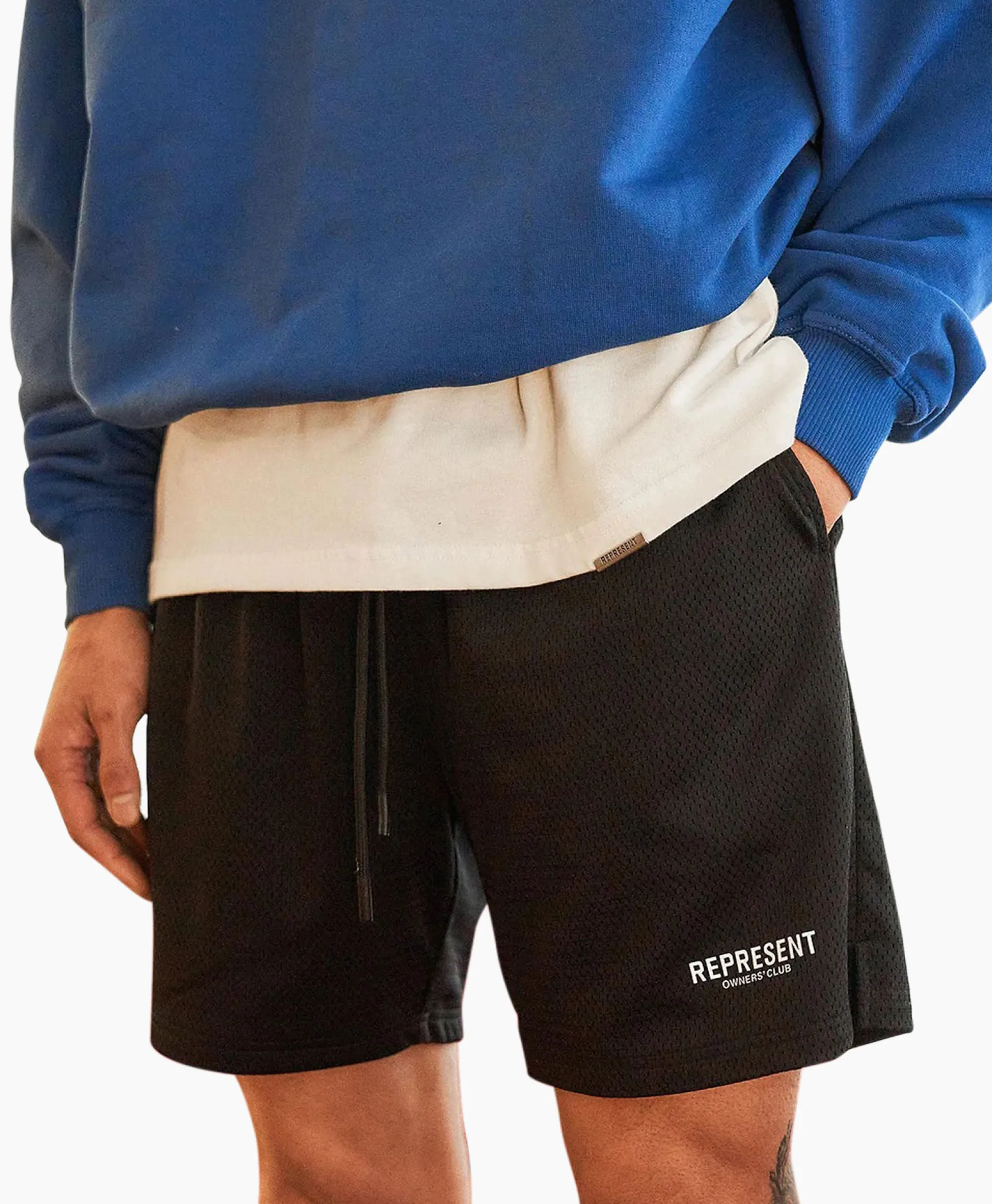 Represent Korte Broek Owners Club Mesh Zwart*Heren Broeken