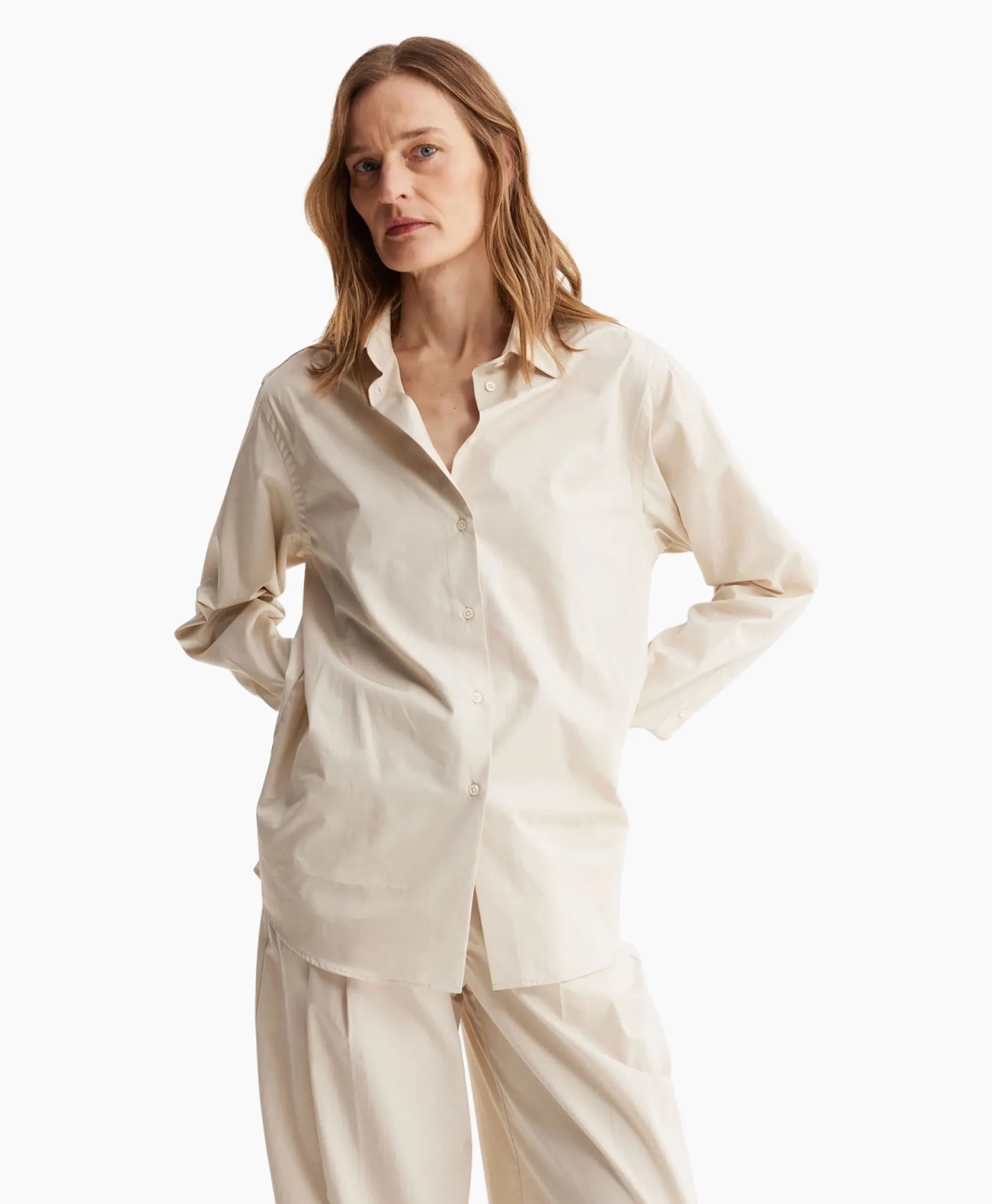 Róhe Rohe Blouse Classic Zand*Dames Blouses