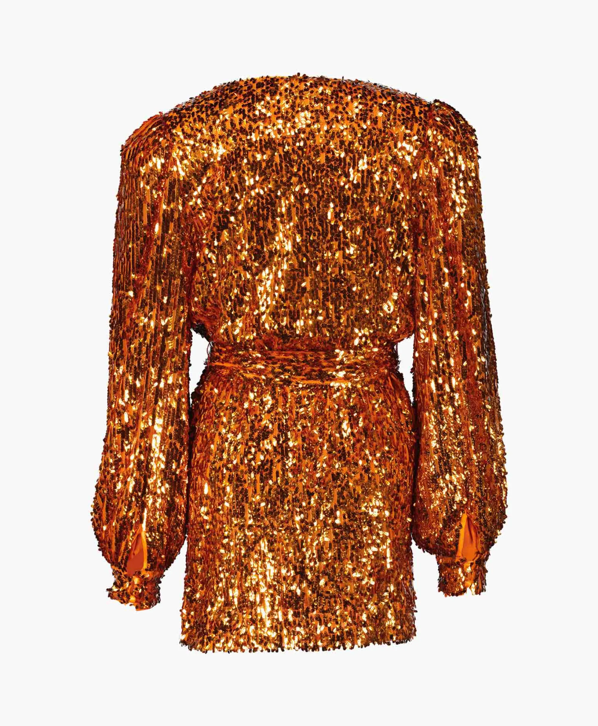 Rotate Mini Jurk Sequins Belted Oranje*Dames Jurken