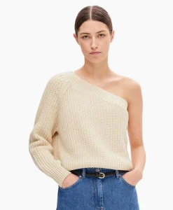 Selected Femme Gebreide Trui Sedora Ls Knit One Shoulder Off White*Dames Truien