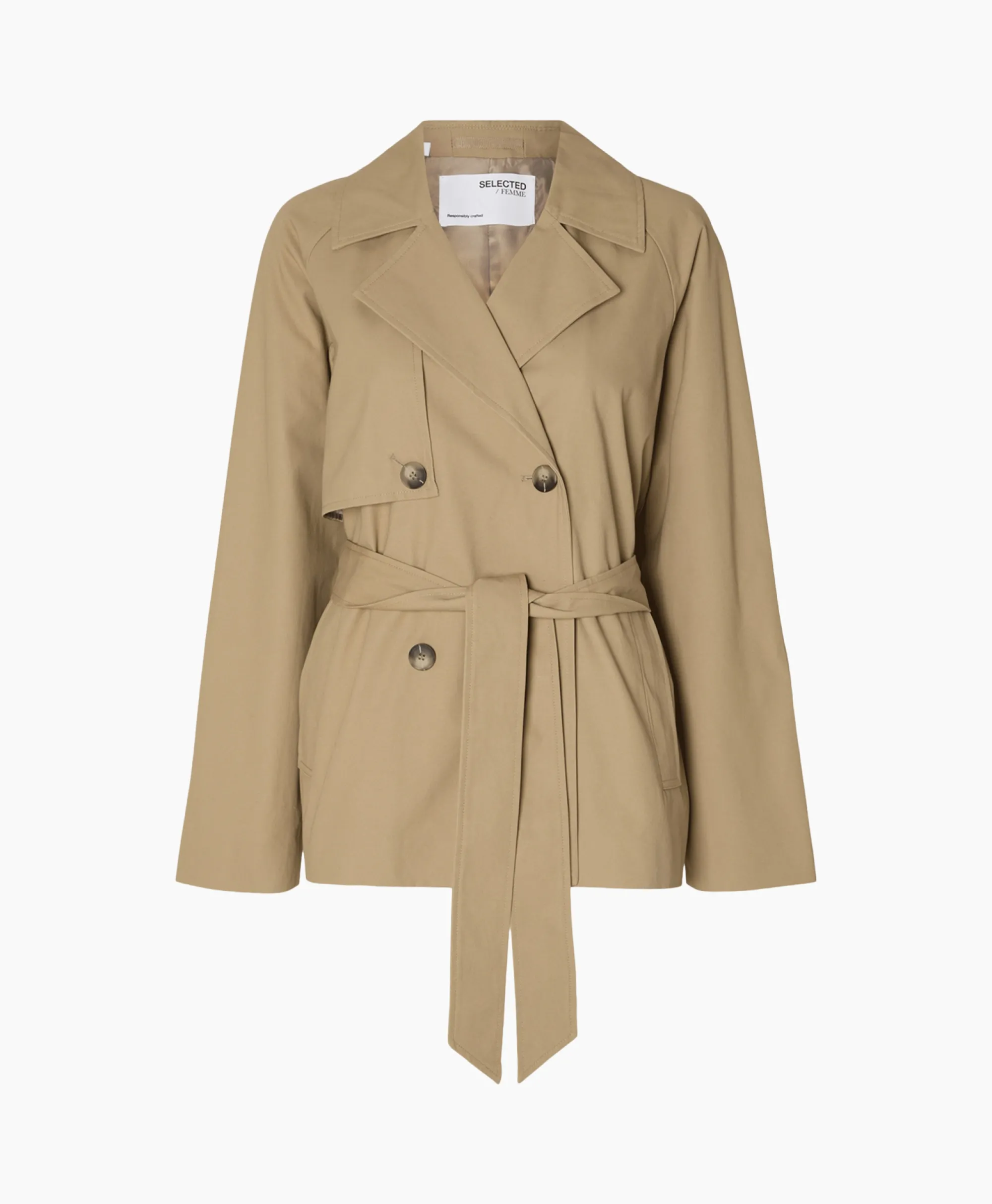 Selected Femme Jack Belinda Short Trench Coat Zand*Dames Jassen