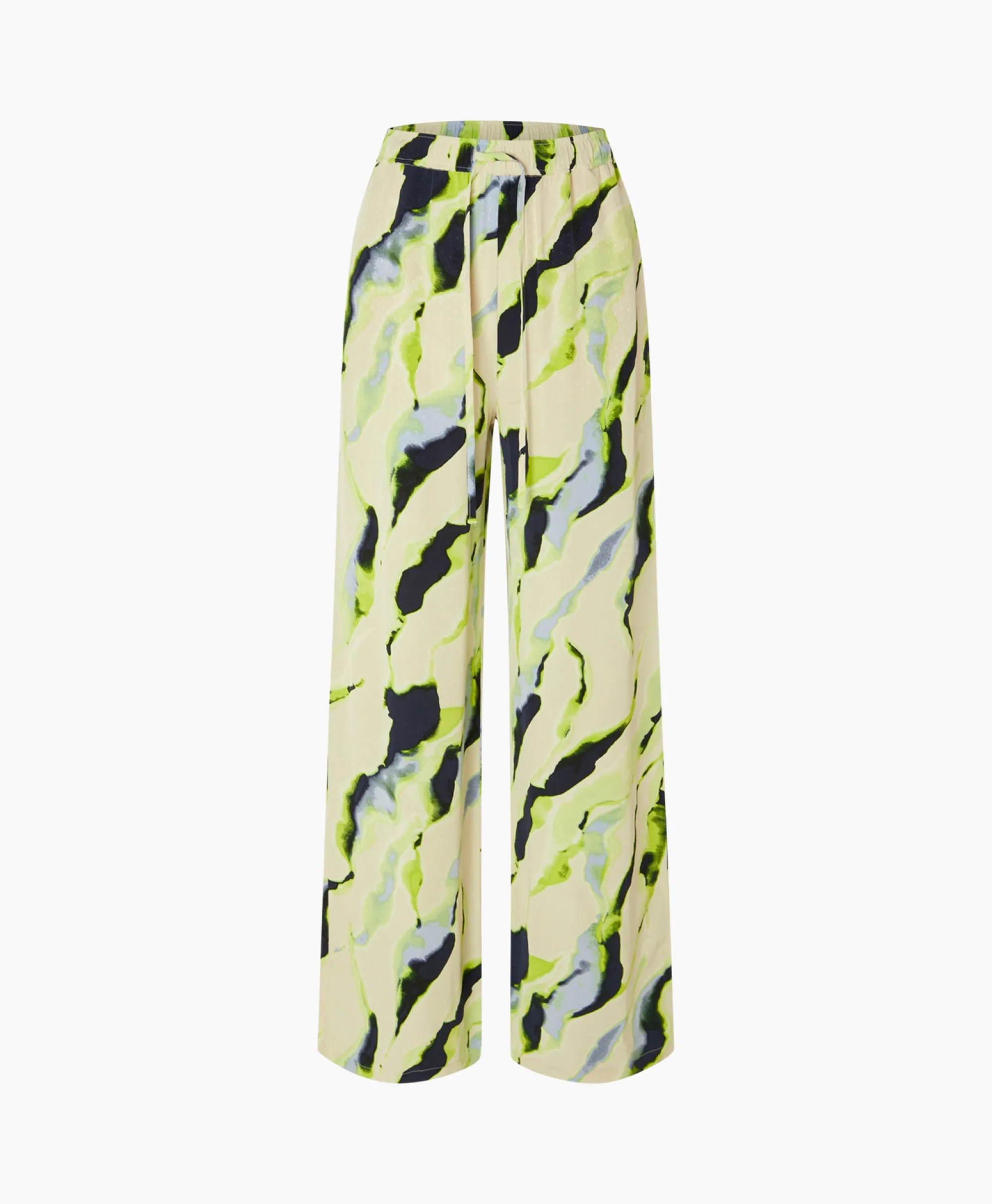 Selected Femme Pantalon Lilian Hw Aop Wide Pant B Goud*Dames Broeken