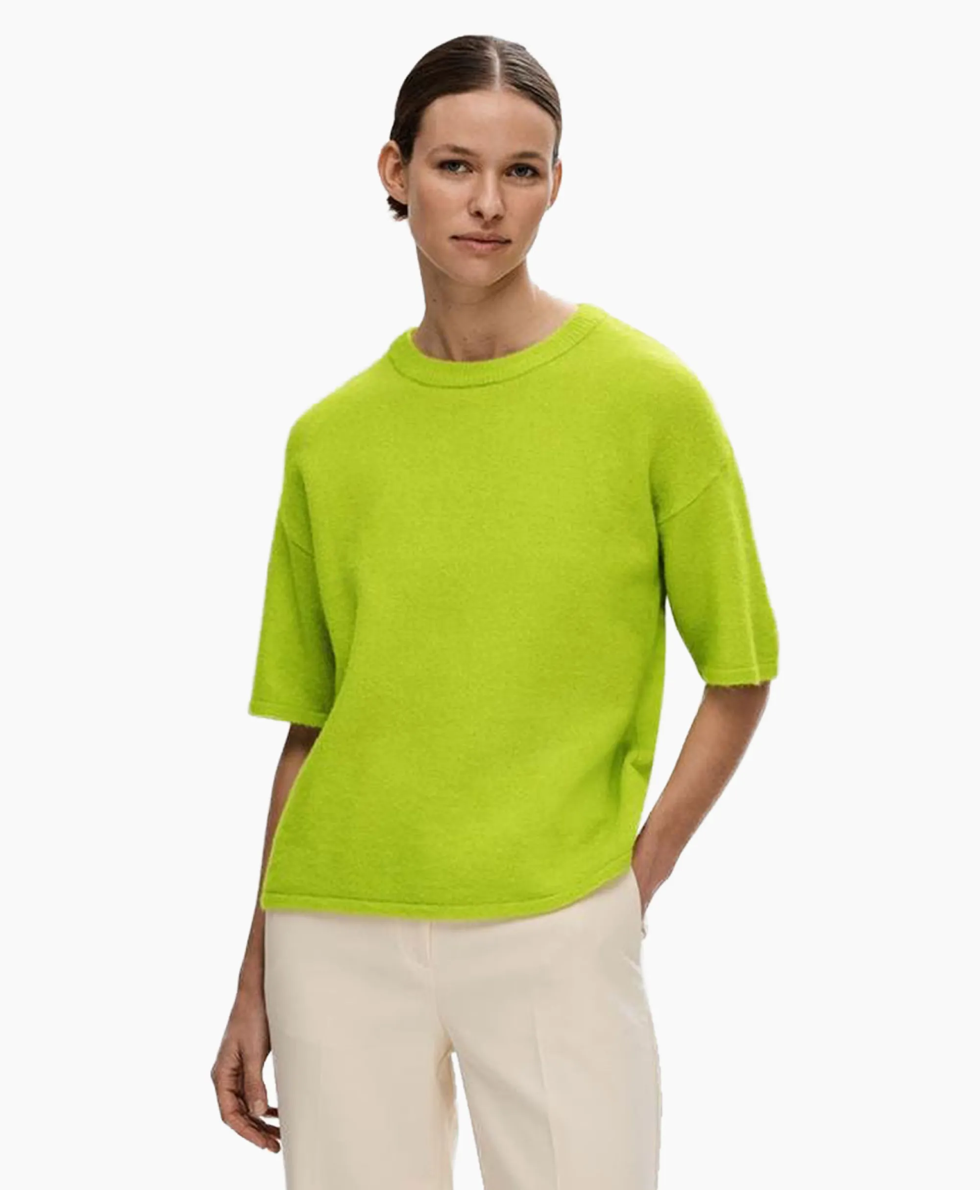 Selected Femme Pullover Maline-Liliana 2/4 Knit O-Neck N Groen*Dames Truien