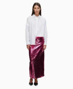 Selected Femme Rok Omina Hw Ankle Sequins Skirt B Pink*Dames Rokken