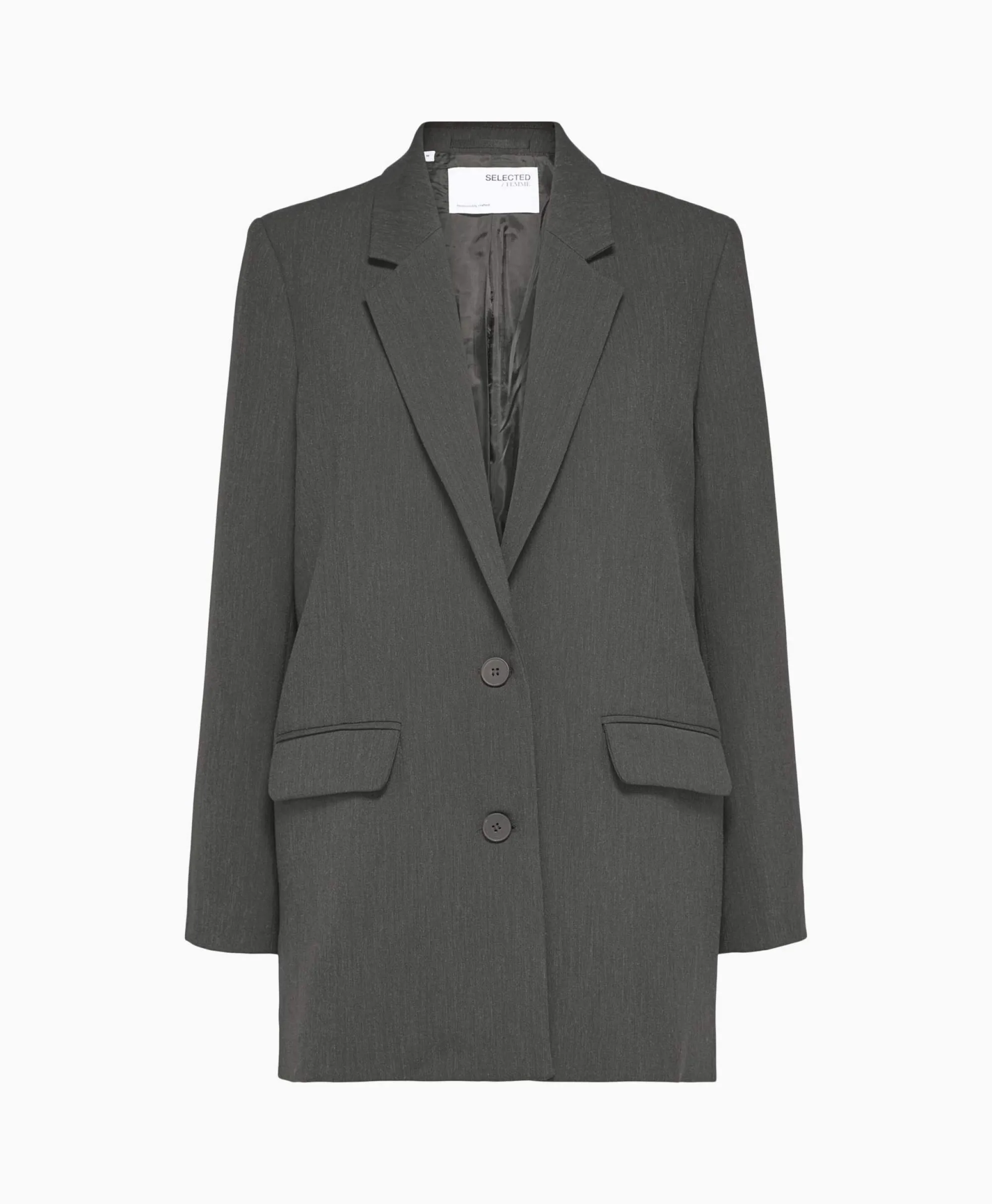 Selected Femme Jasje Rita Ls Relaxed Blazer Dgm No Donkergrijs*Dames Blazers