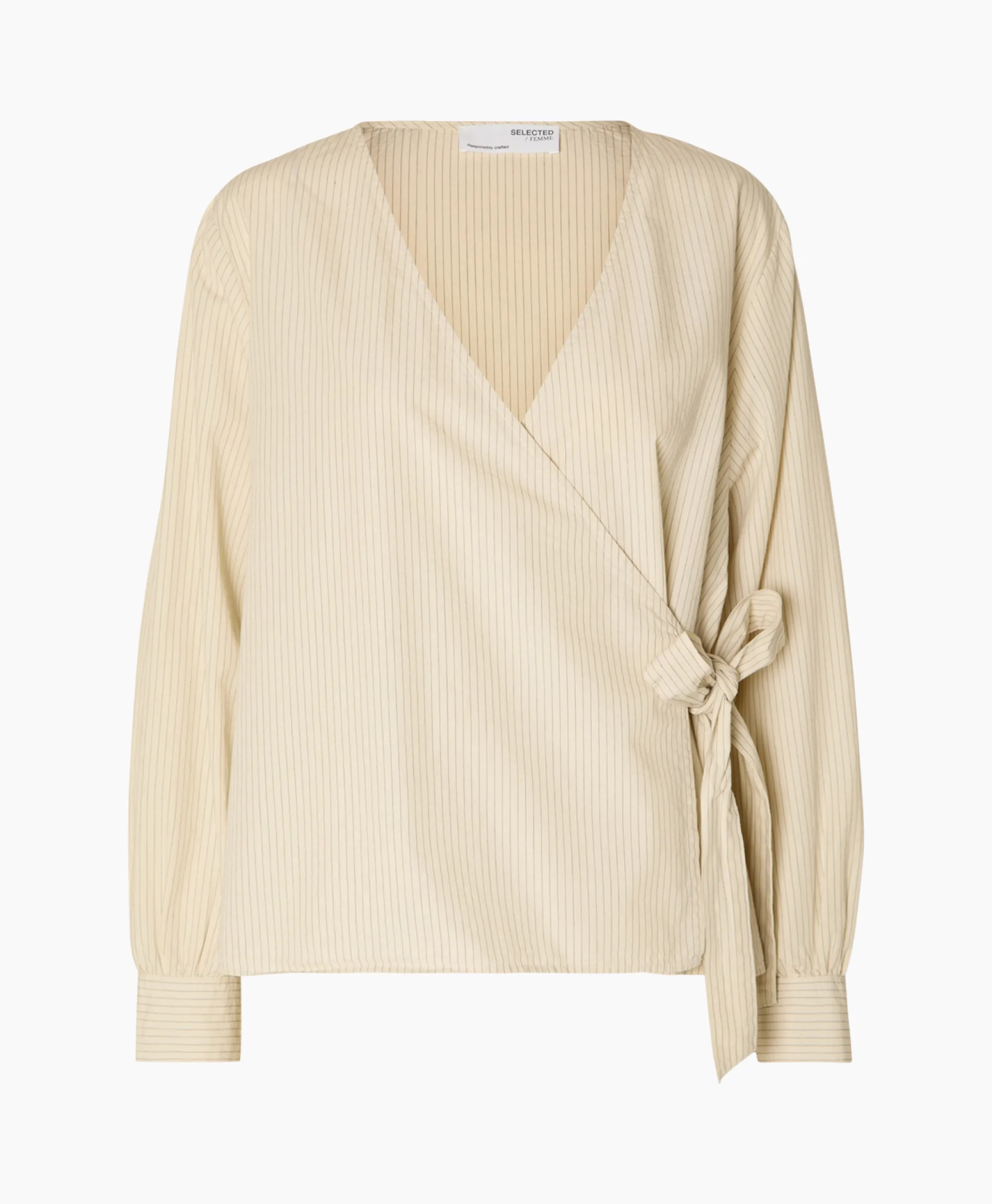 Selected Femme Top Millie Ls Striped Wrap B Goud*Dames T-Shirts & Tops