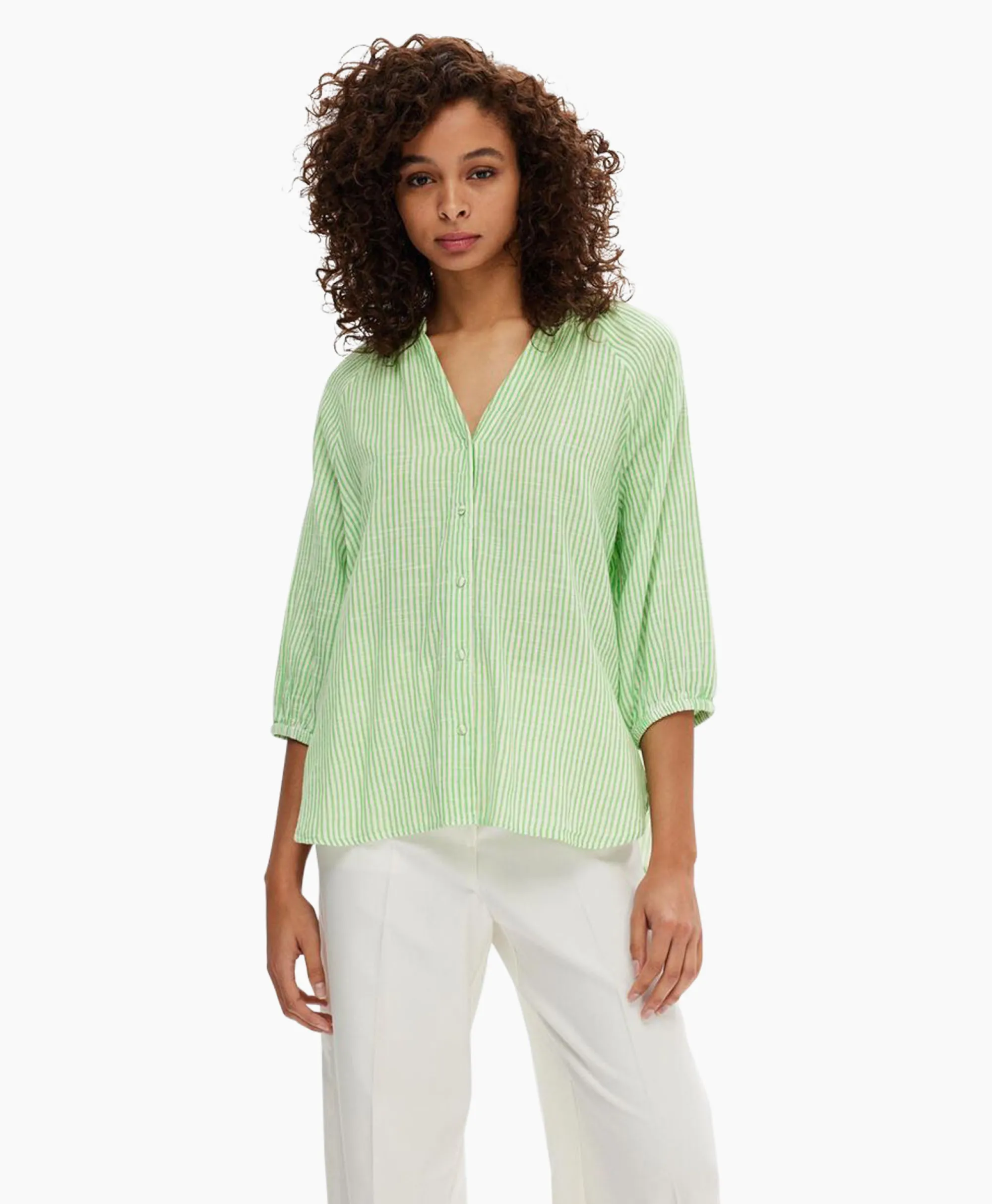 Selected Femme T-Shirt Korte Mouw Alberta 3/4 Stripe Shirt Noos Off White*Dames T-Shirts & Tops