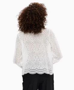 Selected Femme T-Shirt Korte Mouw Tatiana L/S Embr Shirt Noos Wit*Dames T-Shirts & Tops