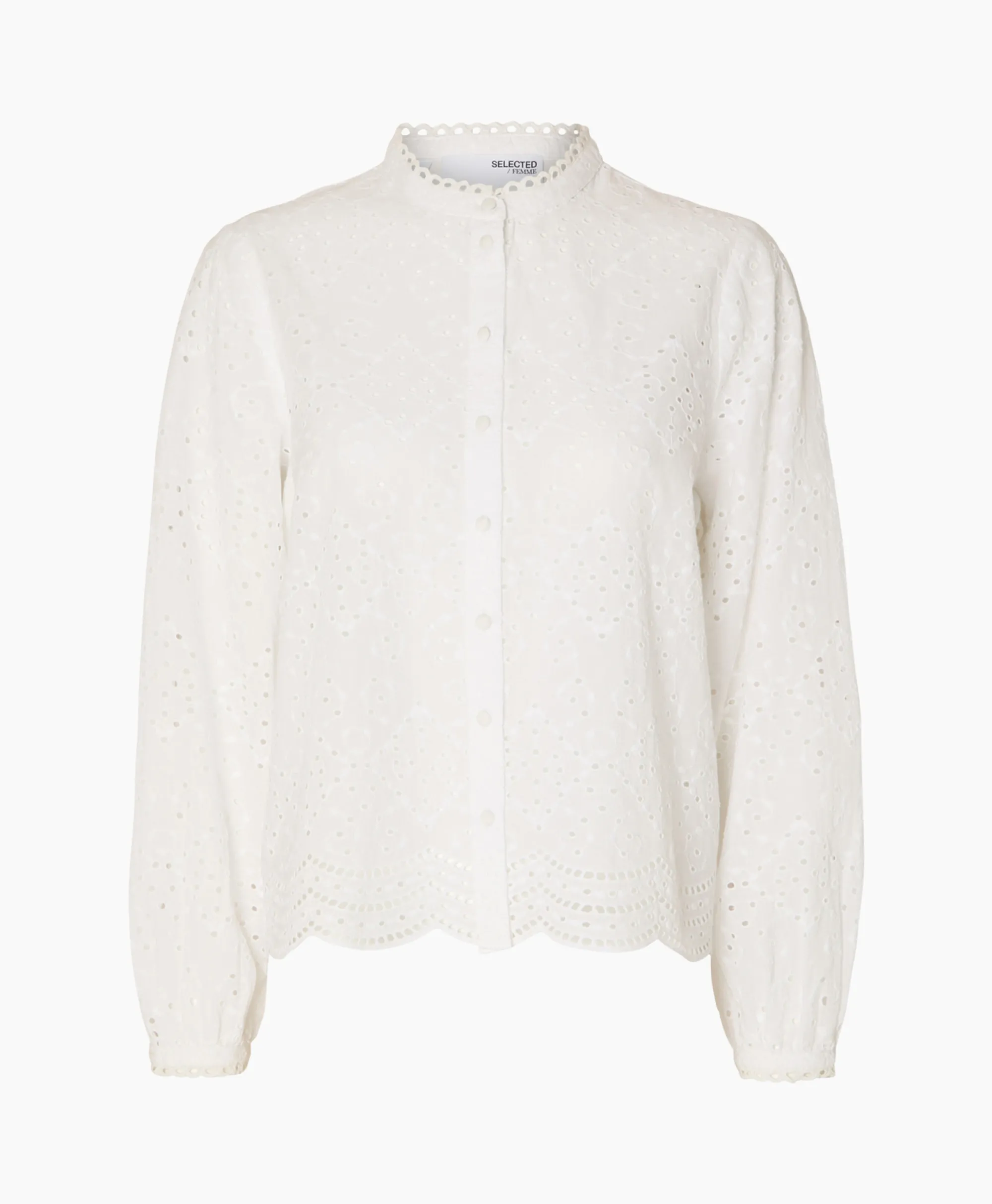 Selected Femme T-Shirt Korte Mouw Tatiana L/S Embr Shirt Noos Wit*Dames T-Shirts & Tops