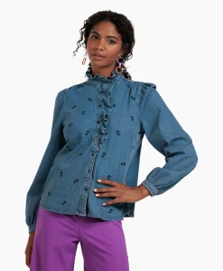 Studio Anneloes Broek Lola Embroidery Denim Blouse Jeans*Dames Blouses