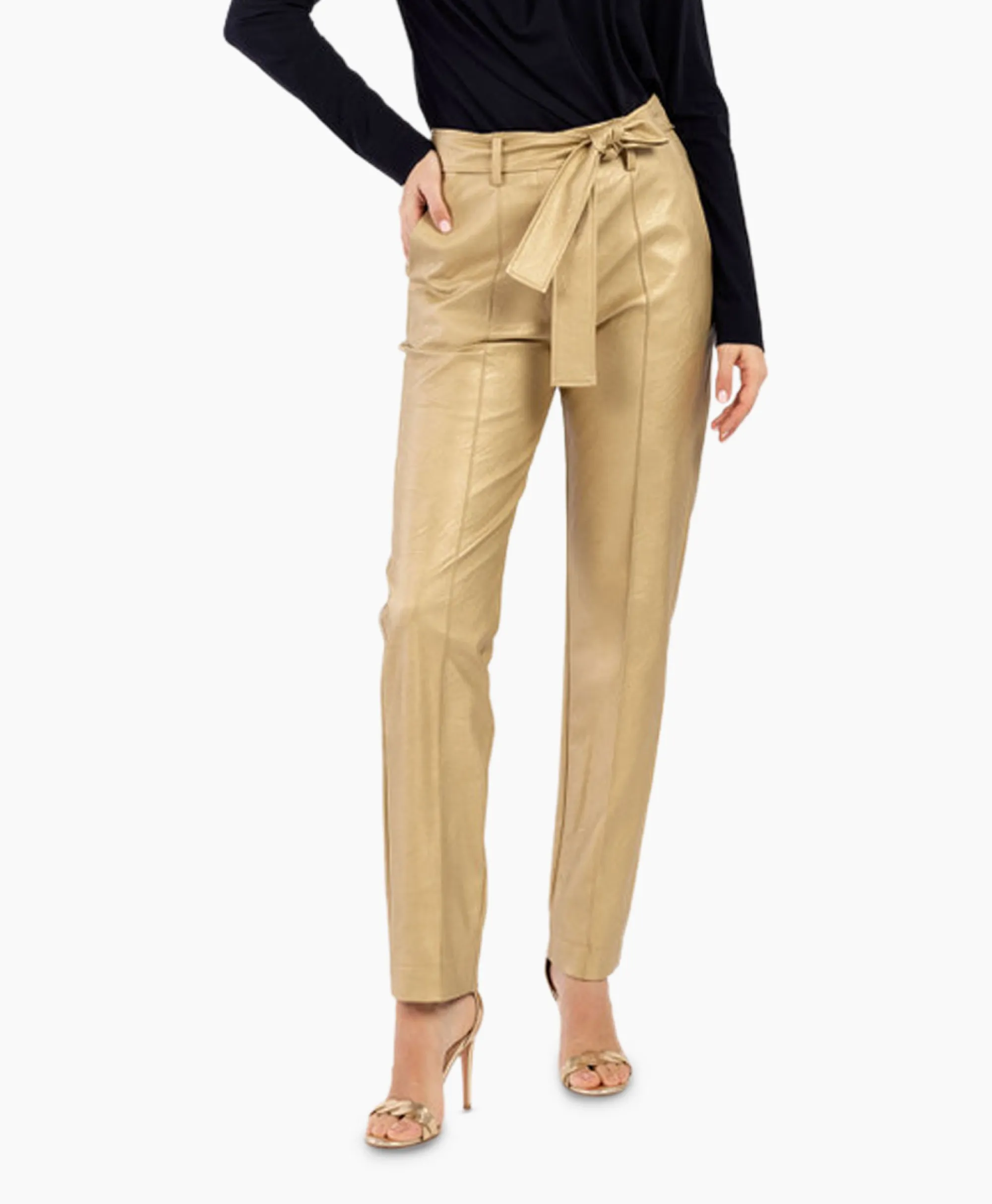 Studio Anneloes Broek Mita Faux Leather Trousers Goud*Dames Broeken