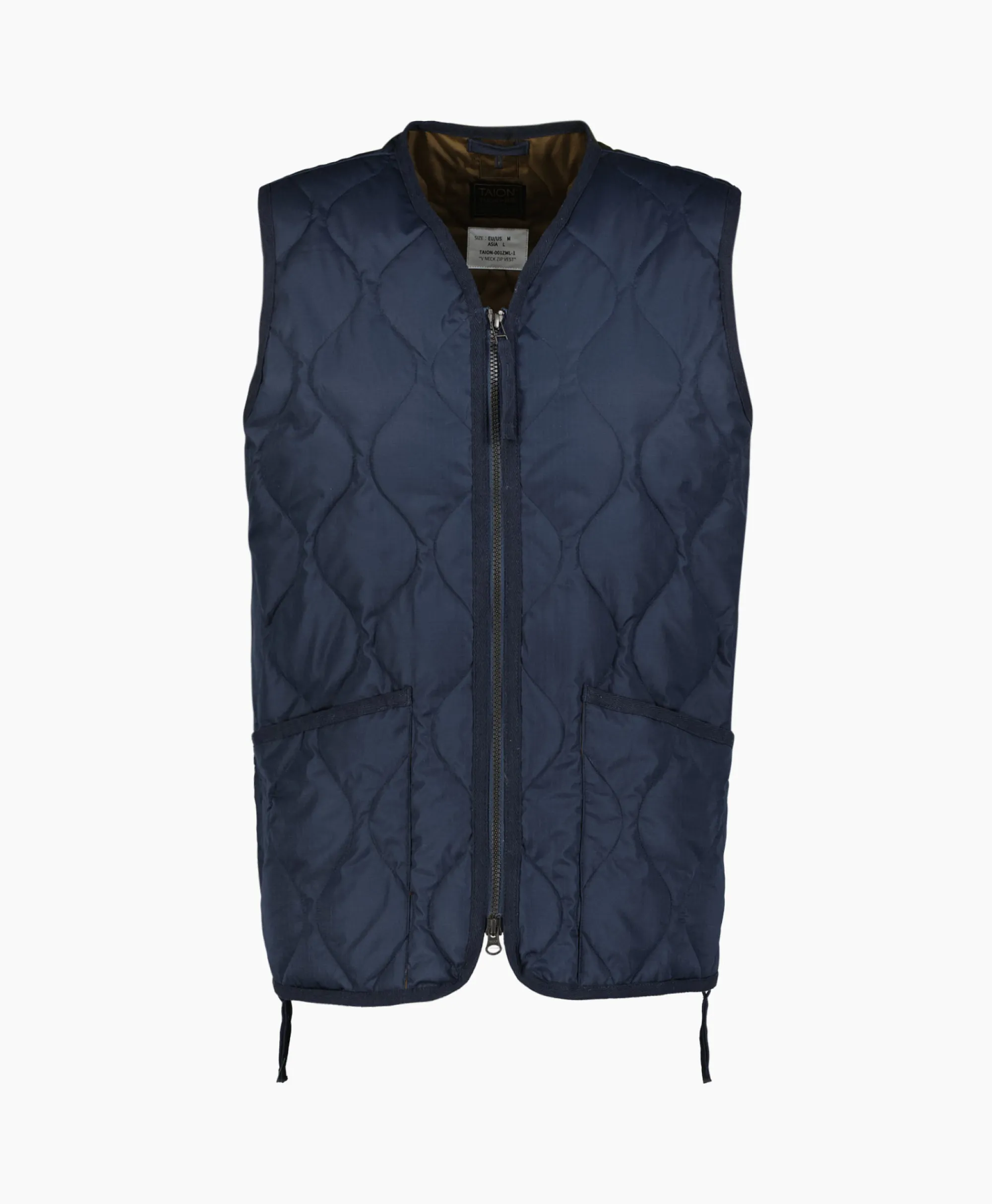 Taion Bodywarmer Military W-Zip V Neck Down Donker Blauw*Heren Jassen