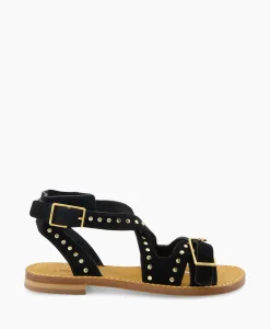 Zadig & Voltaire Zadig & Voltaire Sandaal Zonder Hak Cecilia Caprese Suede + Studs Zwart*Dames Sandalen