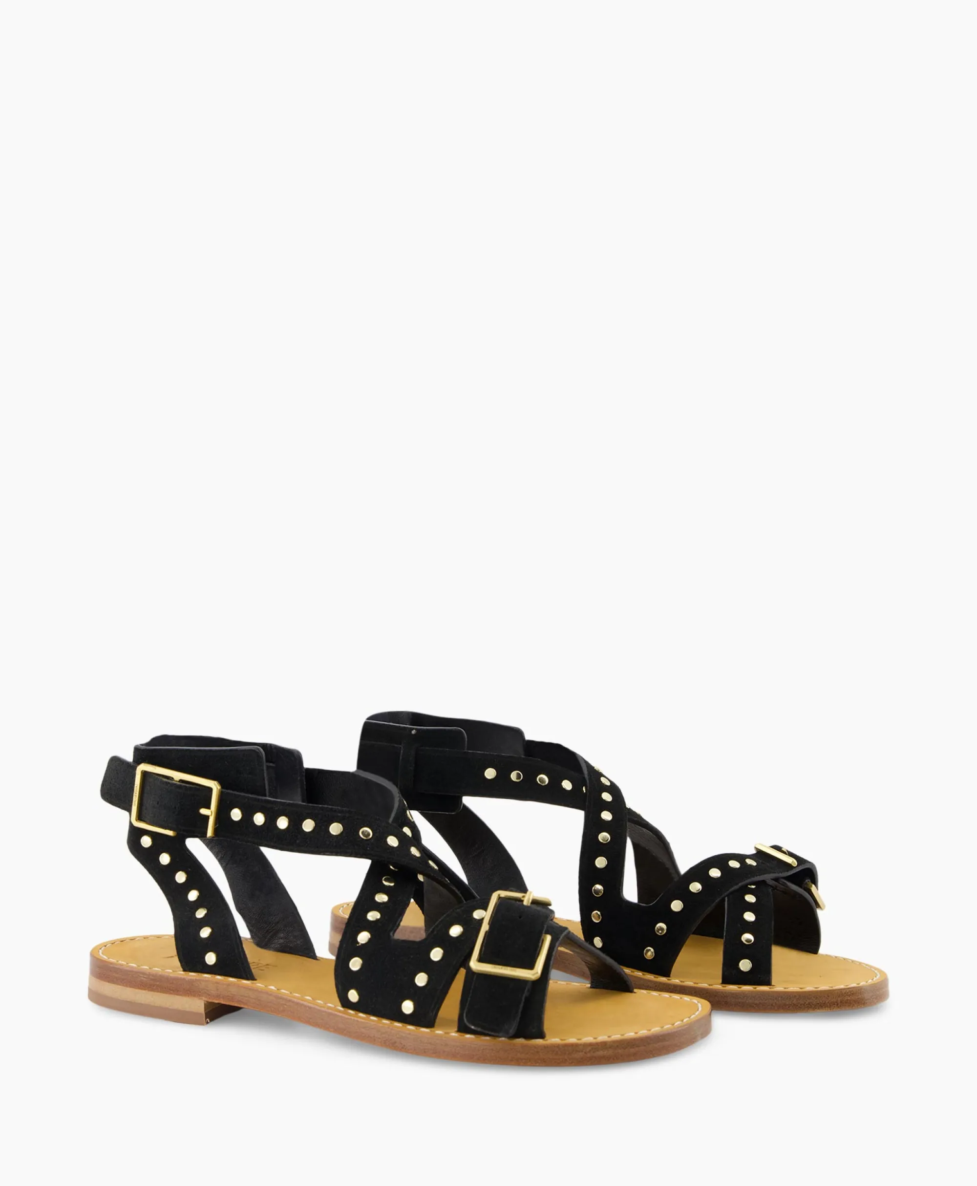 Zadig & Voltaire Zadig & Voltaire Sandaal Zonder Hak Cecilia Caprese Suede + Studs Zwart*Dames Sandalen