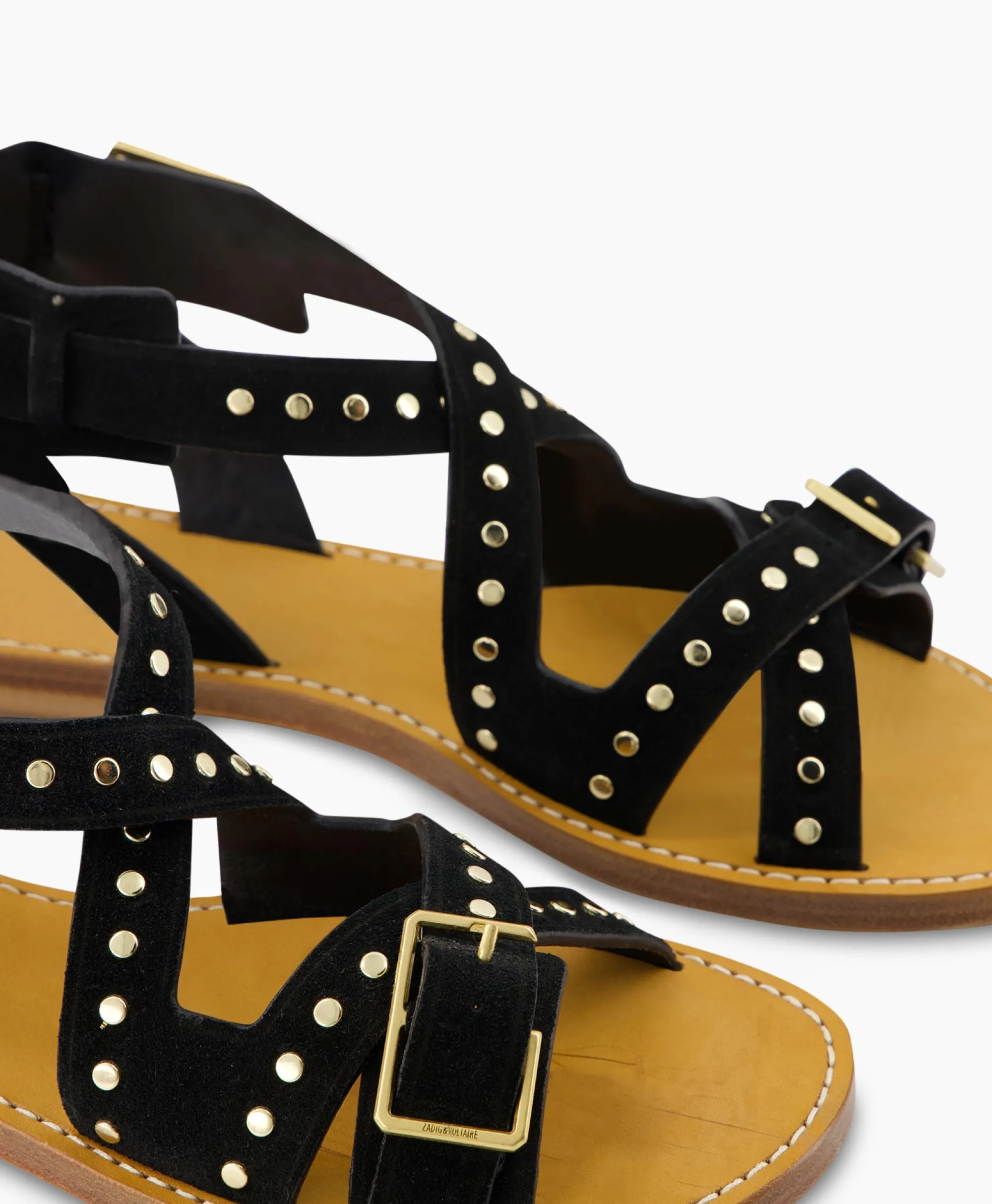 Zadig & Voltaire Zadig & Voltaire Sandaal Zonder Hak Cecilia Caprese Suede + Studs Zwart*Dames Sandalen