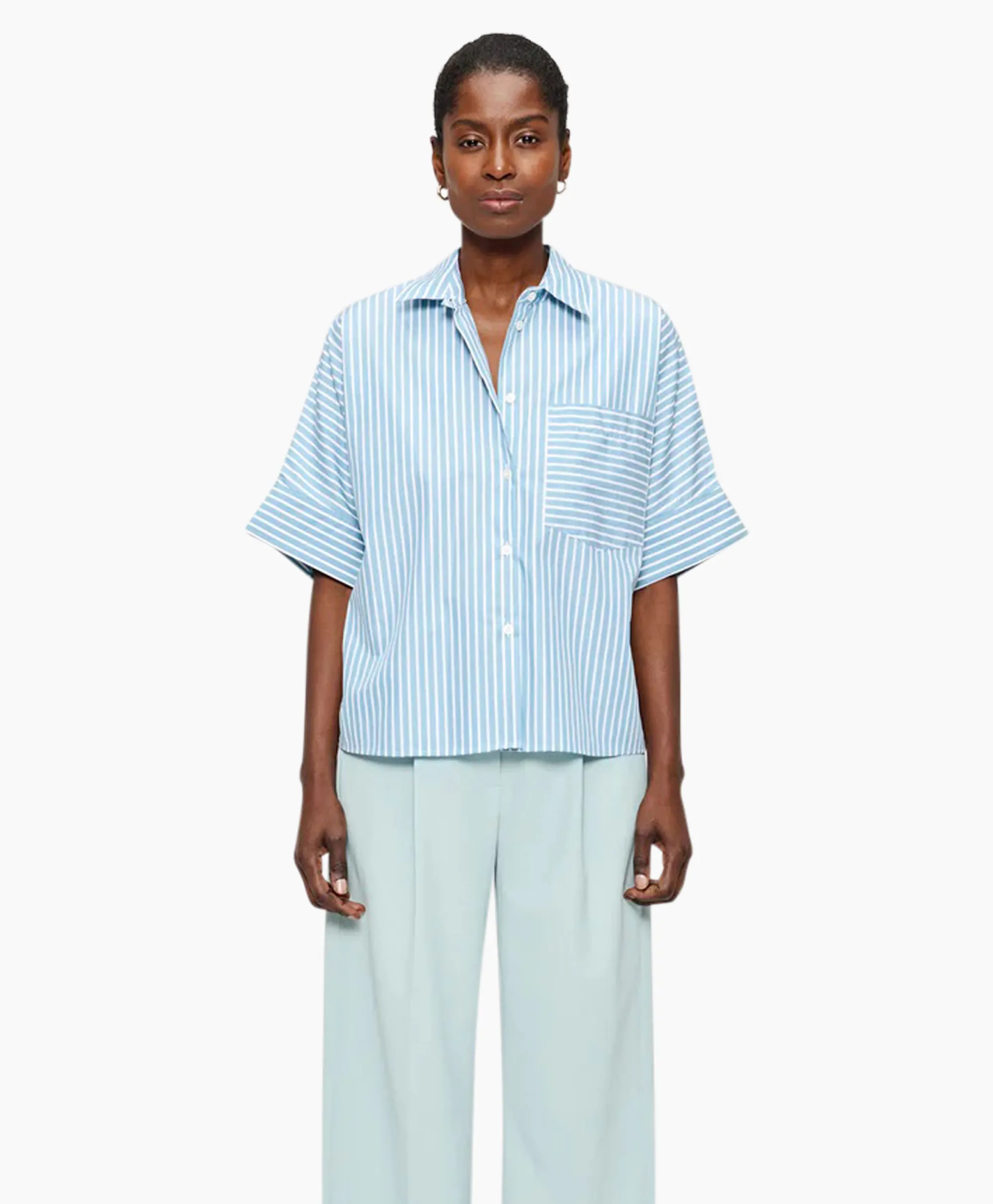 Zenggi Blouse Stripe Boxy Licht Groen*Dames Blouses