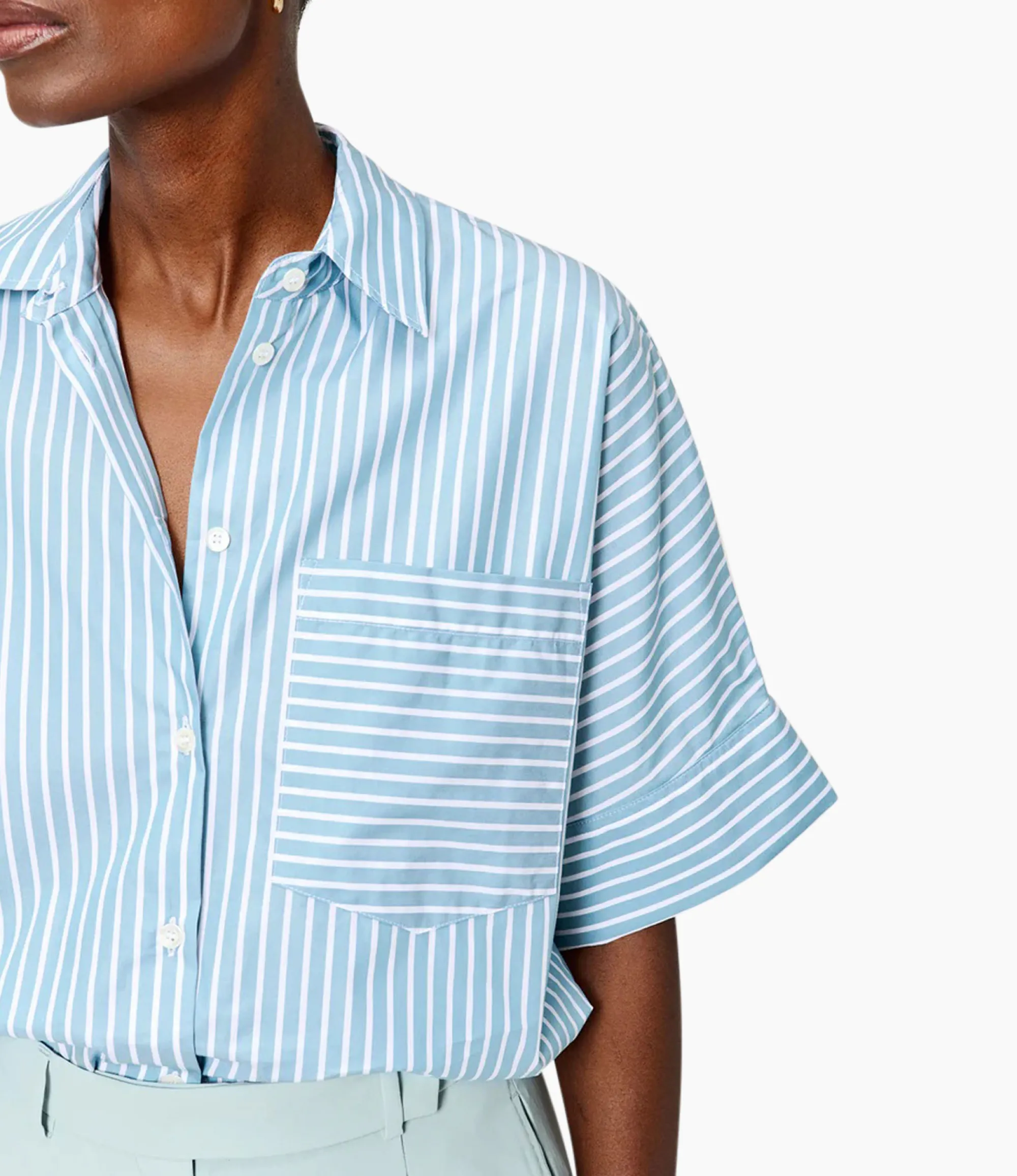 Zenggi Blouse Stripe Boxy Licht Groen*Dames Blouses