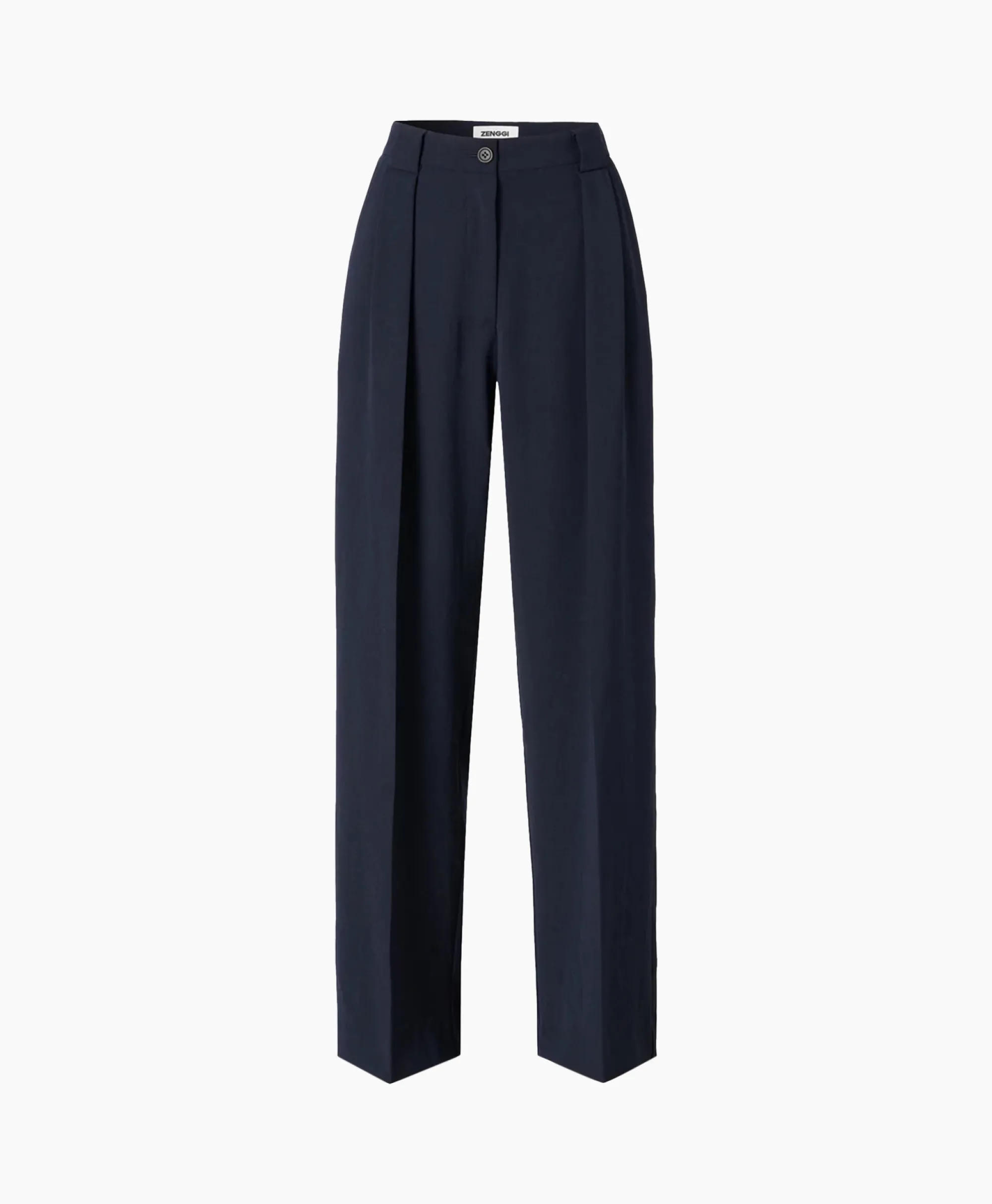 Zenggi Pantalon Wide Pleated Donker Blauw*Dames Broeken