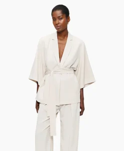 Zenggi Vest Japanse Crepe Kimono Off White*Dames Vesten