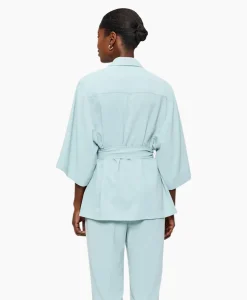 Zenggi Vest Japanse Crepe Kimono Licht Groen*Dames Vesten