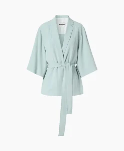 Zenggi Vest Japanse Crepe Kimono Licht Groen*Dames Vesten